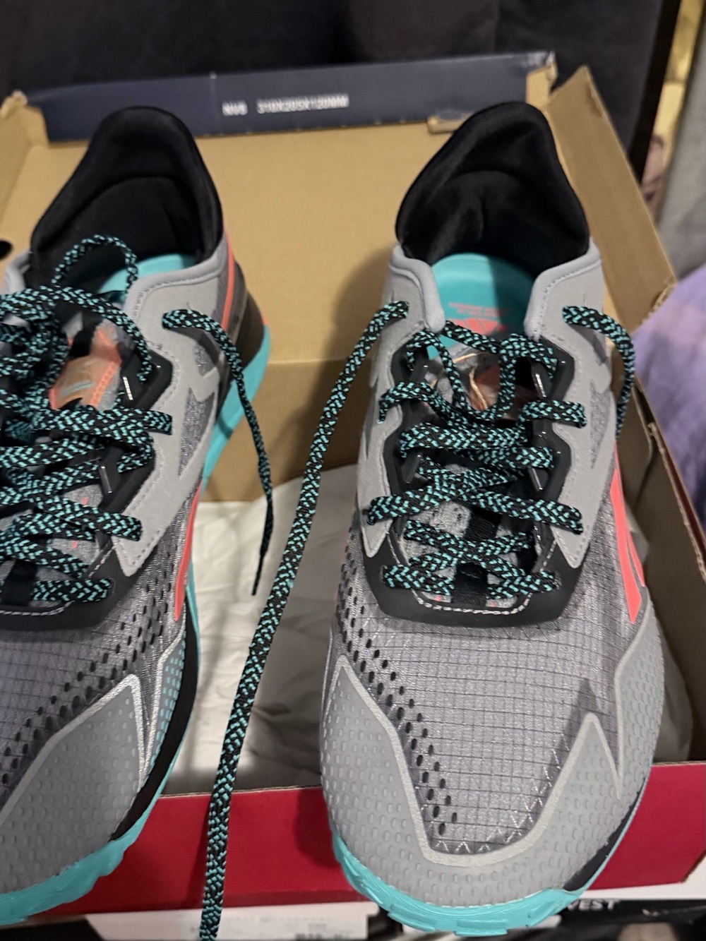 Reebok Gray Athletic Sneakers with Teal and Coral Accents